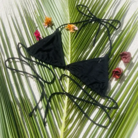 Black Heidi Triangle Bikini Top for all sizes.