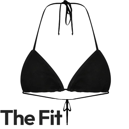 Black Heidi triangle bikini top designed to fit all body shapes and sizes.