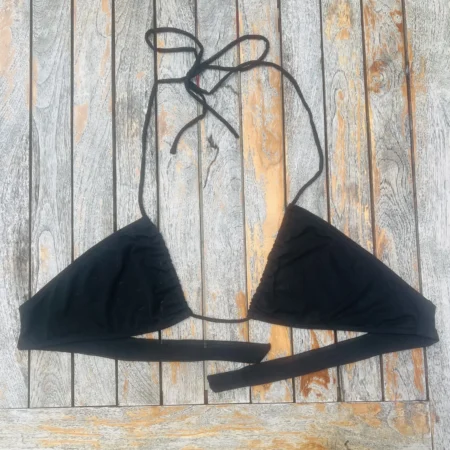 Adjustable Freyja tan through triangle bikini top flattering all shapes and sizes.